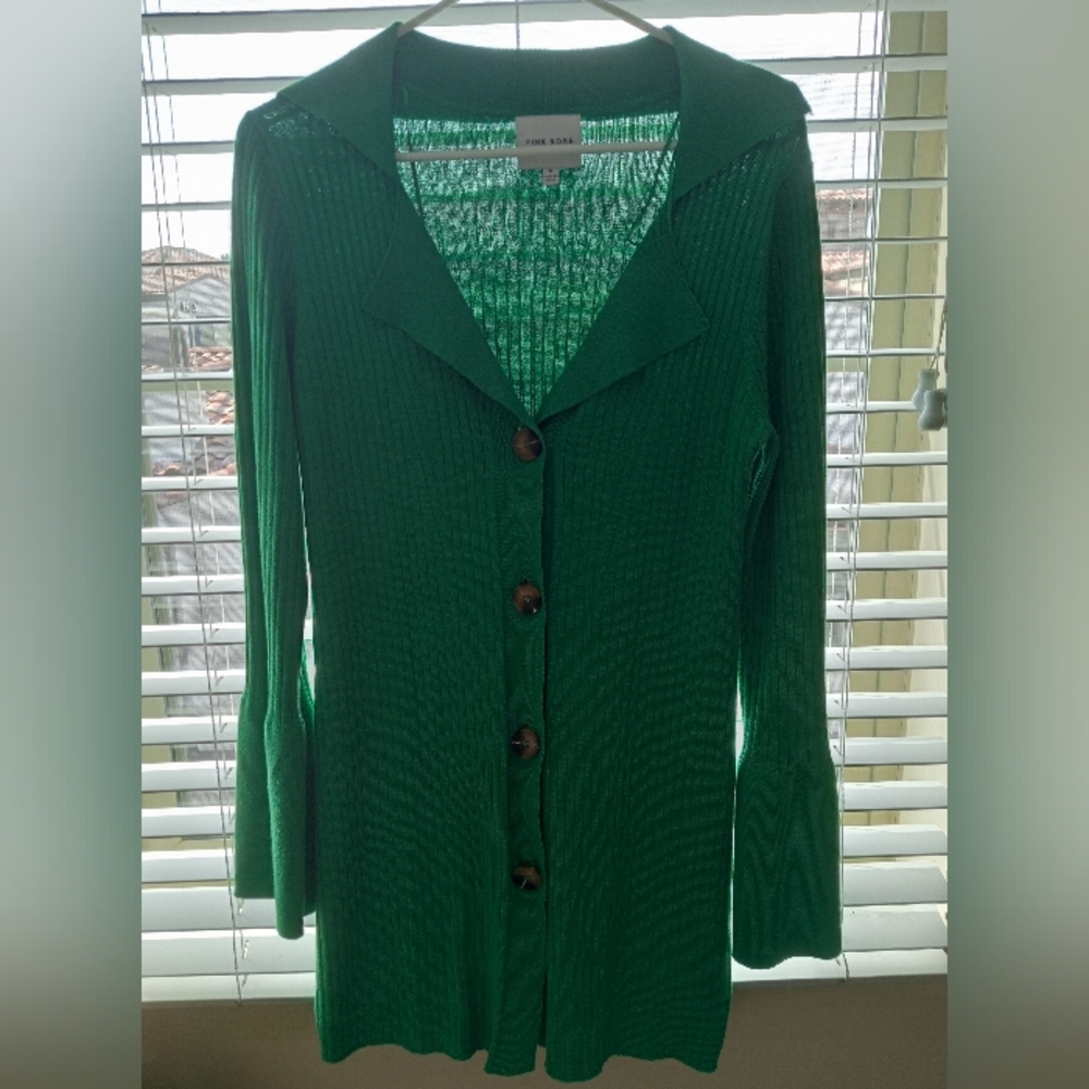 Green Long Sweater Cardigan